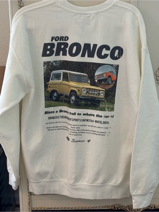 Ford Other - Ford Bronco Graphic Crewneck Sweatshirt - White with Yellow & Orange Accents